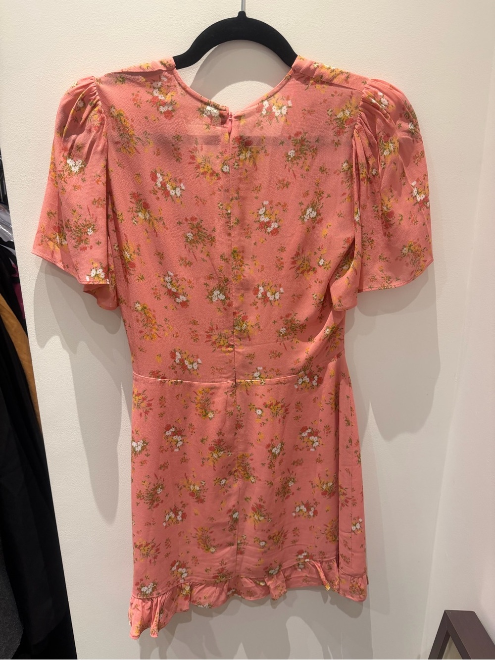 Reformation Pink Floral Ruffle-Trim Mini Dress - Picture 3 of 4